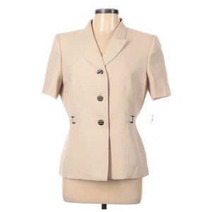 Le Suit Short Sleeve Jacket Tan Single Breasted 3 Button Sz 12P #525